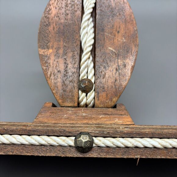 Vintage Ships Double Pulley Block Salt & Pepper Condiment Holder Nautical Decor - Picture 5 of 9